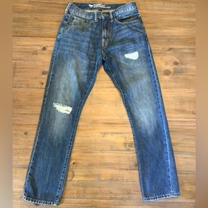 Gap Men's 30/32 Jeans Standard Taper Cotton Denim Distressed Ripped Light Use